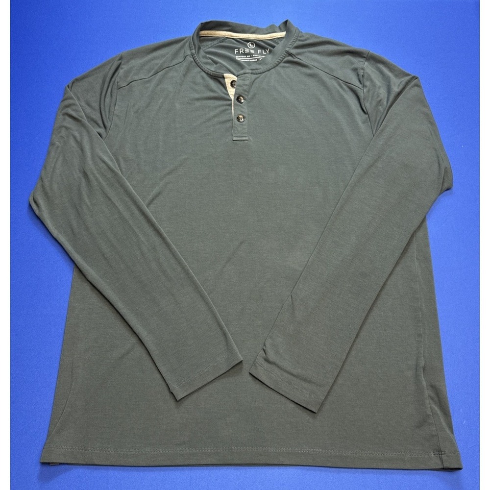Free Fly Performance Bamboo Henley Long Sleeve Shirt Mens‎ Size Large